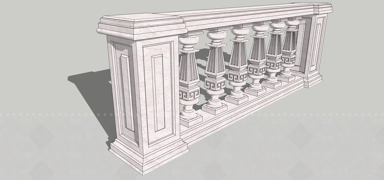 欧式大理石栏杆SU模型下载【ID:1104280164】