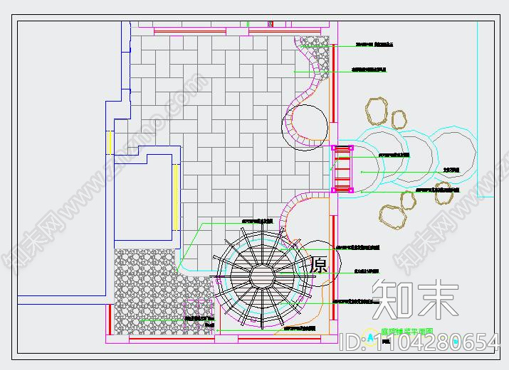 70平美式庭院cad施工图下载【ID:1104280654】