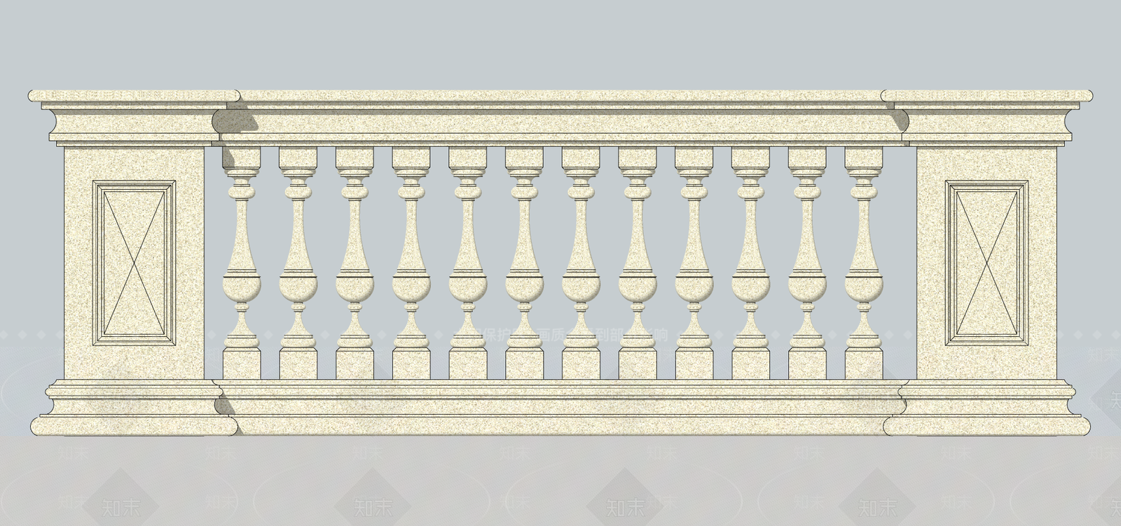 欧式大理石栏杆SU模型下载【ID:1104281563】
