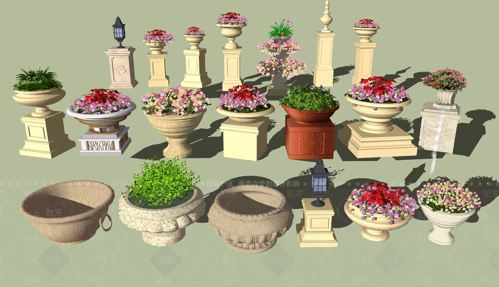 欧式景观花钵SU模型下载【ID:1104281728】