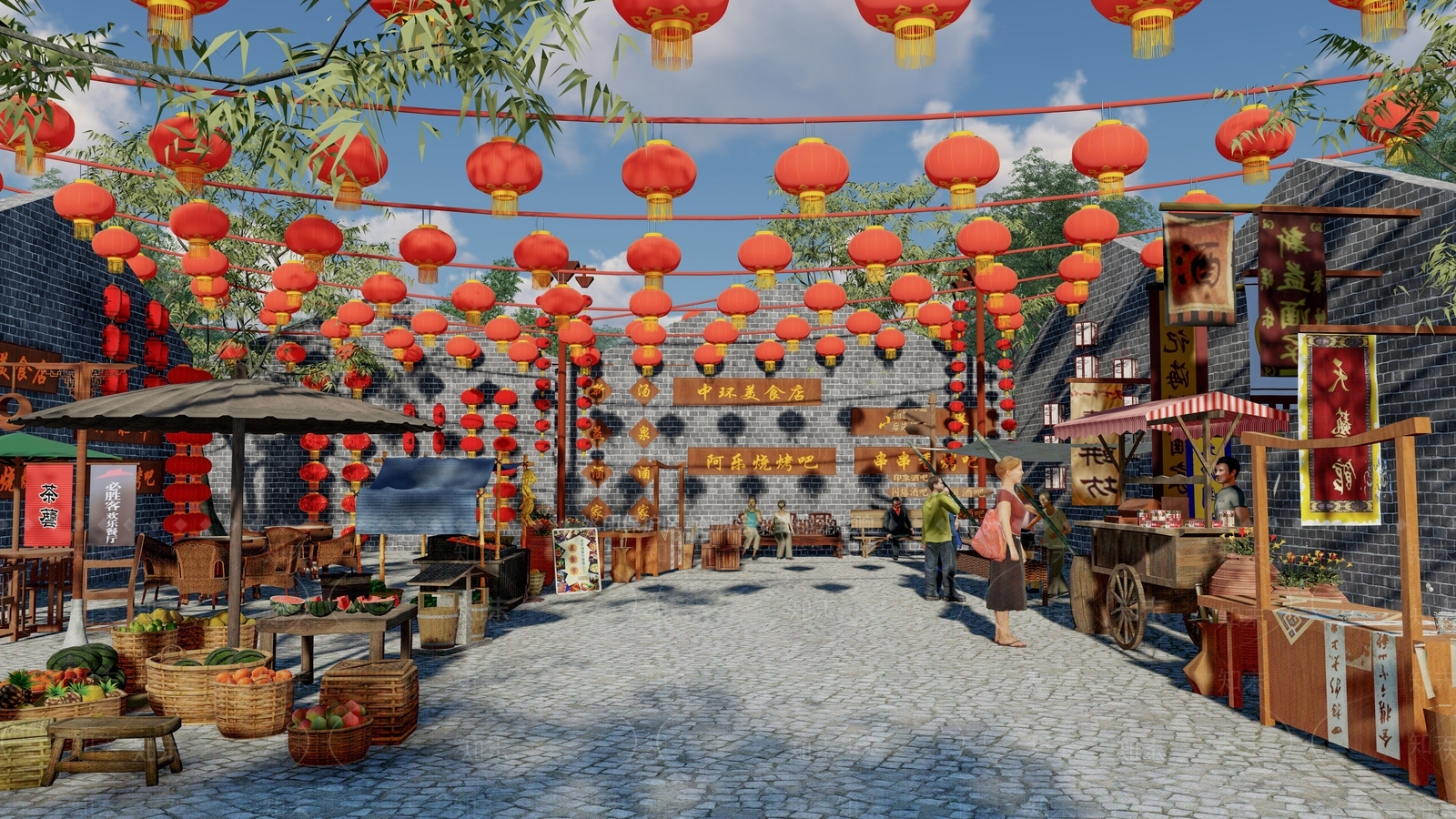 中式商展外摆SU模型下载【ID:1104337338】