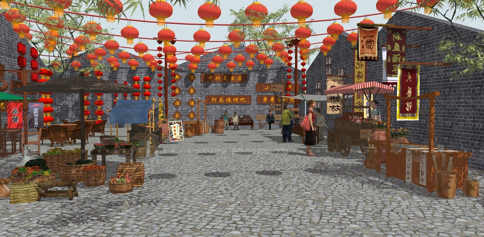 中式商展外摆SU模型下载【ID:1104337338】
