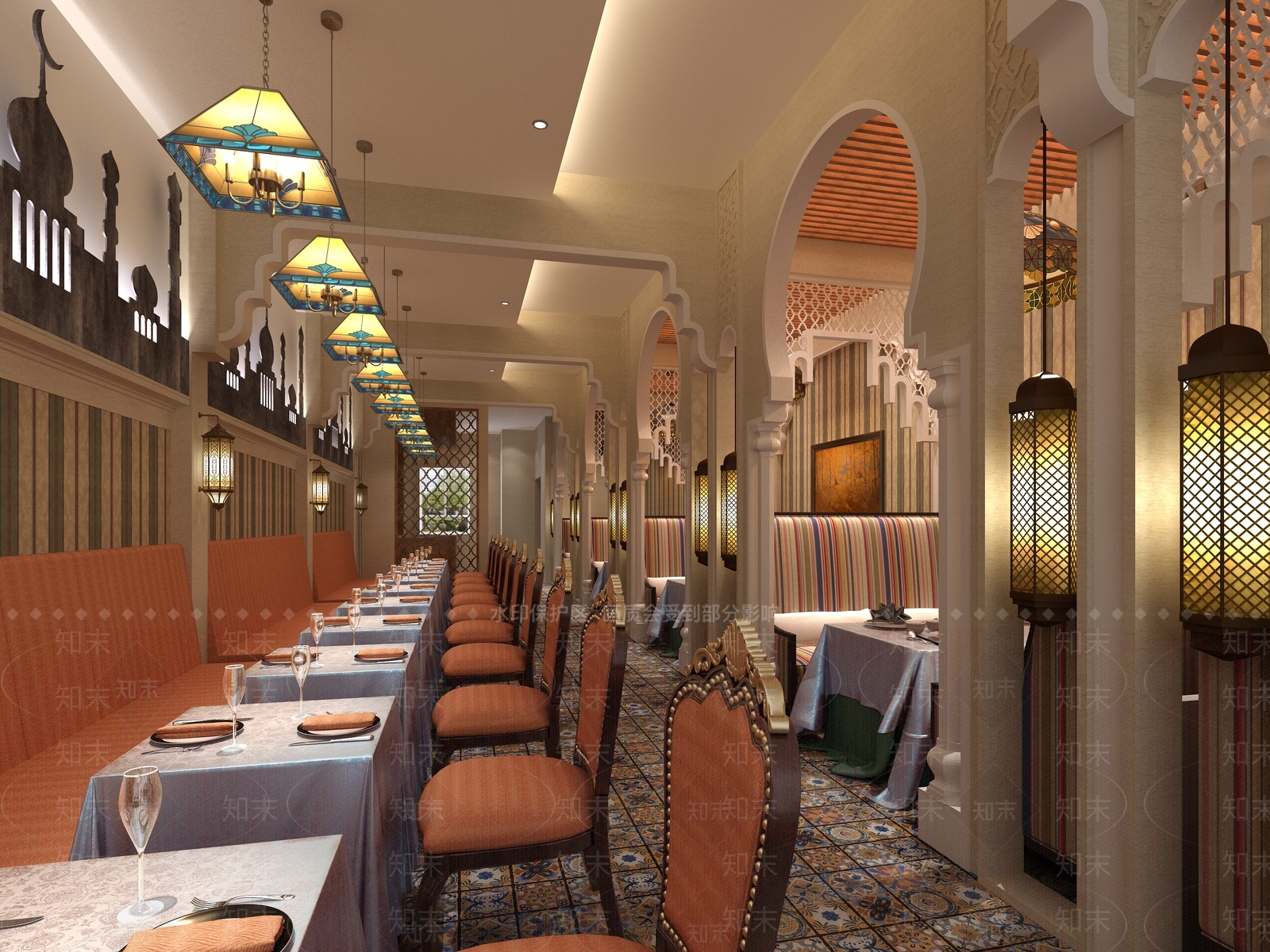 新古典伊斯兰民族西餐厅3D模型下载【ID:1104290822】