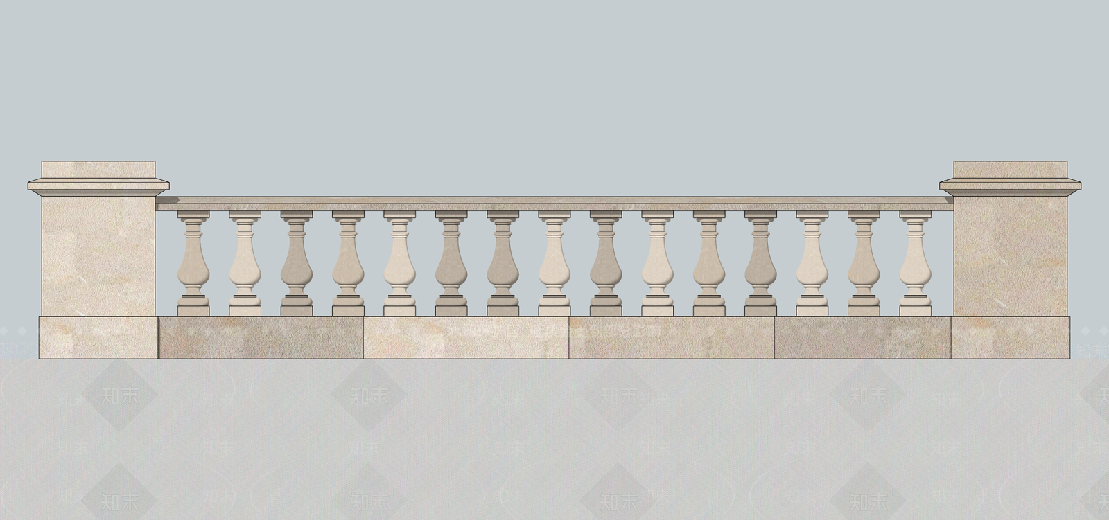 现代大理石栏杆SU模型下载【ID:1104290837】