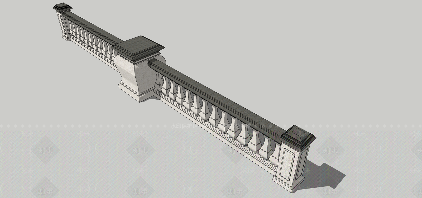欧式大理石栏杆SU模型下载【ID:1104292467】