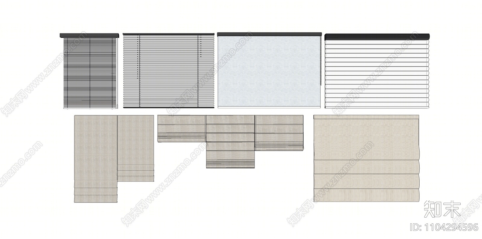 现代百叶帘SU模型下载【ID:1104294596】