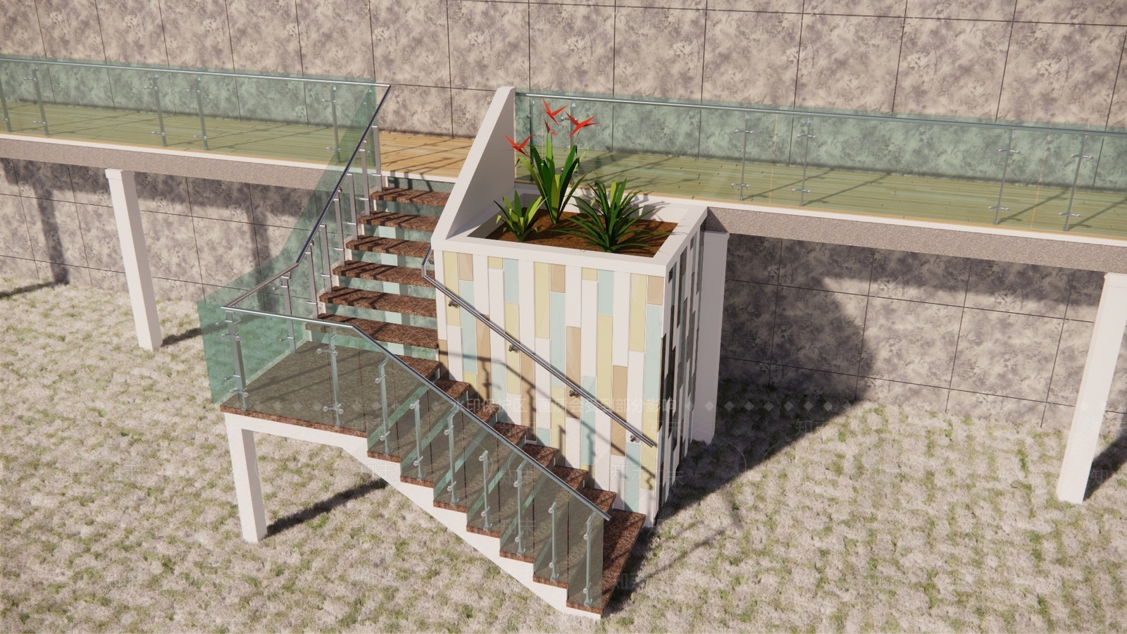 现代玻璃栏杆SU模型下载【ID:1104294973】