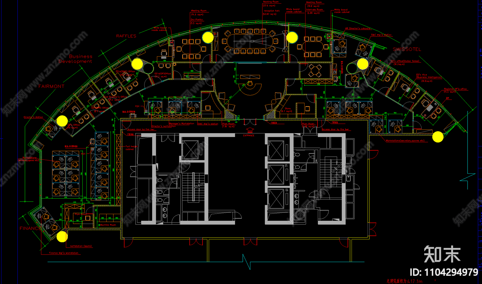 办公空间全套施工图cad施工图下载【ID:1104294979】