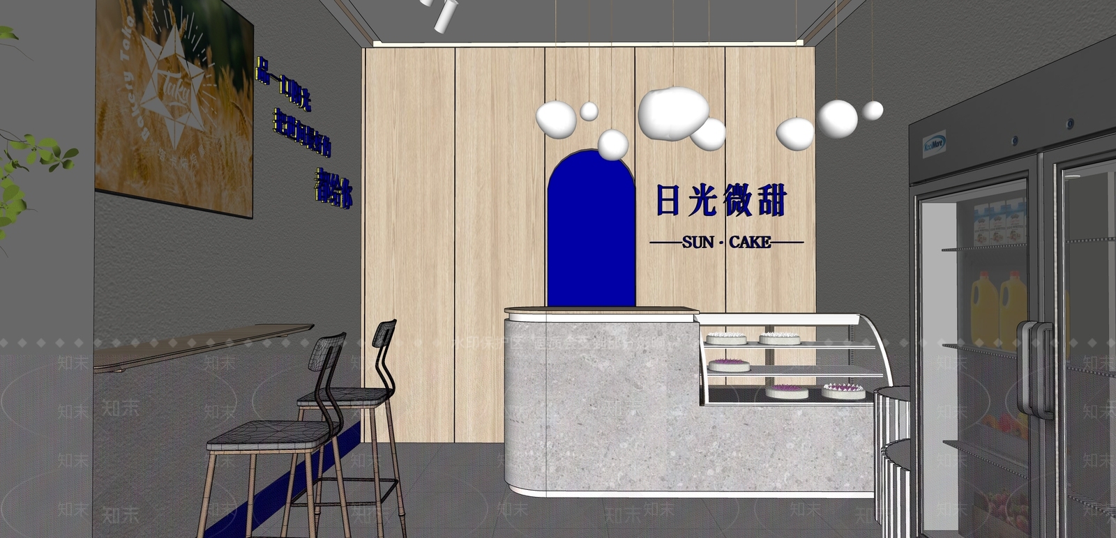 现代蛋糕店SU模型下载【ID:1104349054】