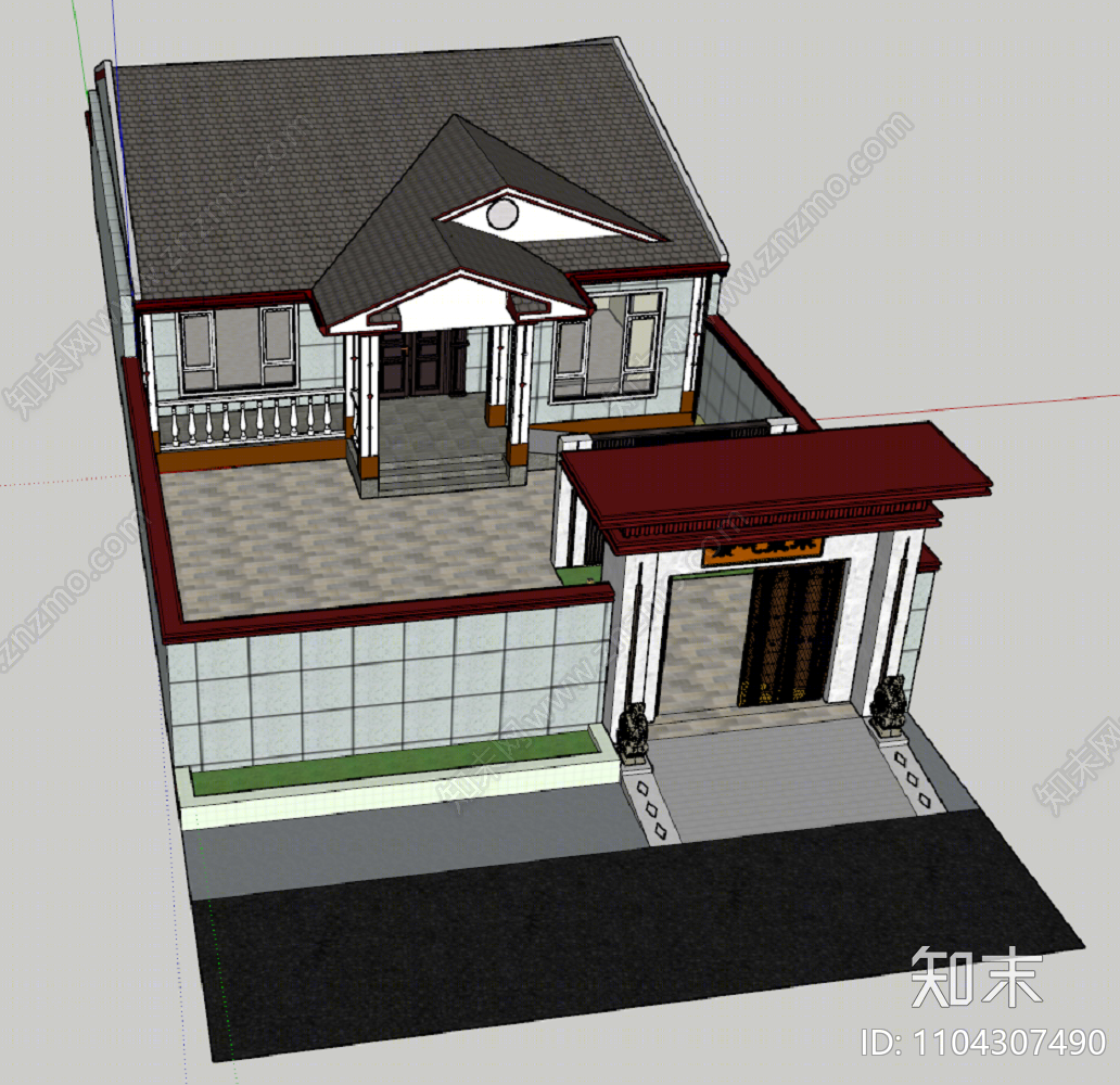 新中式乡村民房SU模型下载【ID:1104307490】