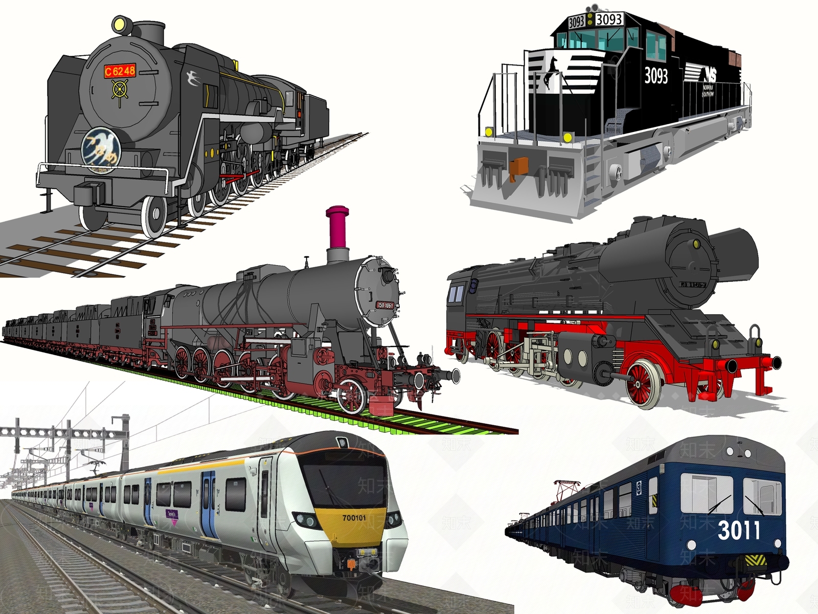 工业风老火车SU模型下载【ID:1104315300】