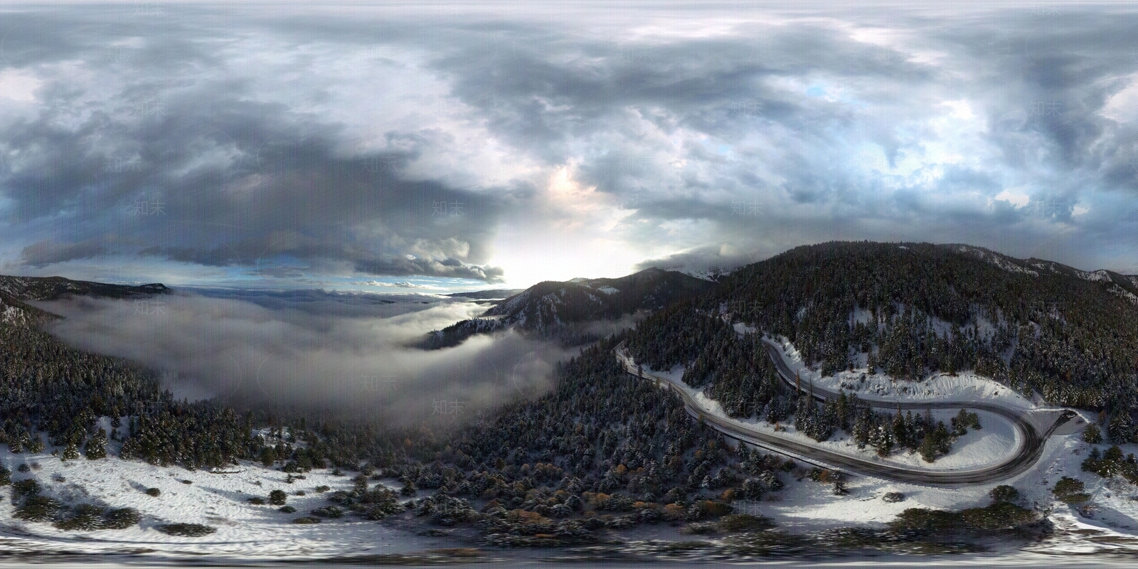 HDR迷雾森林雪景贴图下载【ID:1104323468】