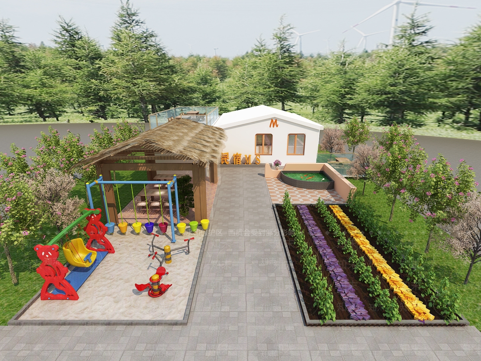 现代民宿外观3D模型下载【ID:1104323703】