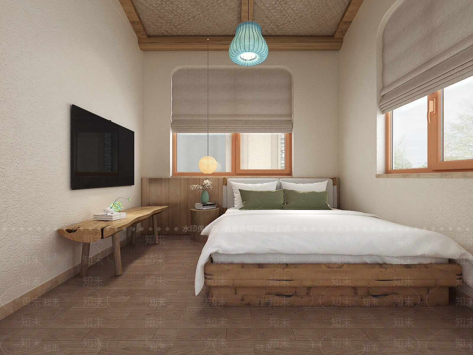 侘寂民宿卧室3D模型下载【ID:1104324032】