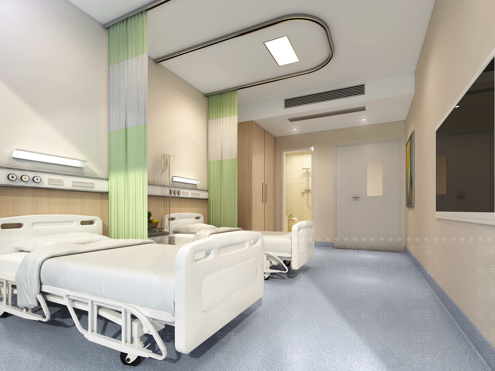 现代医院病房3D模型下载【ID:1104360322】_知末3d模型网
