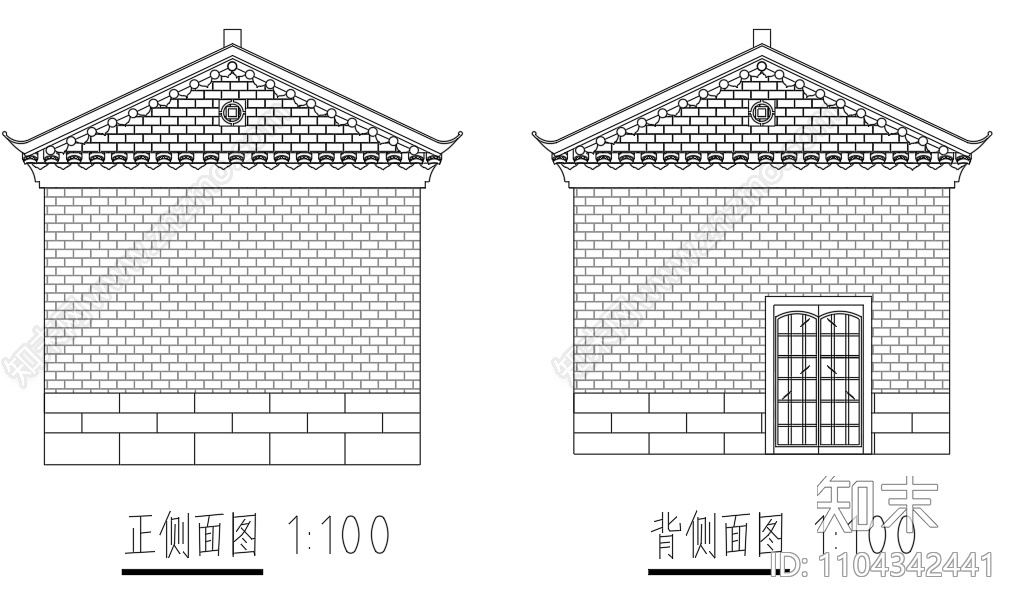 中式徽派建筑cad施工图下载【ID:1104342441】