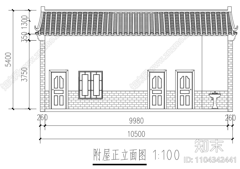 中式徽派建筑cad施工图下载【ID:1104342441】