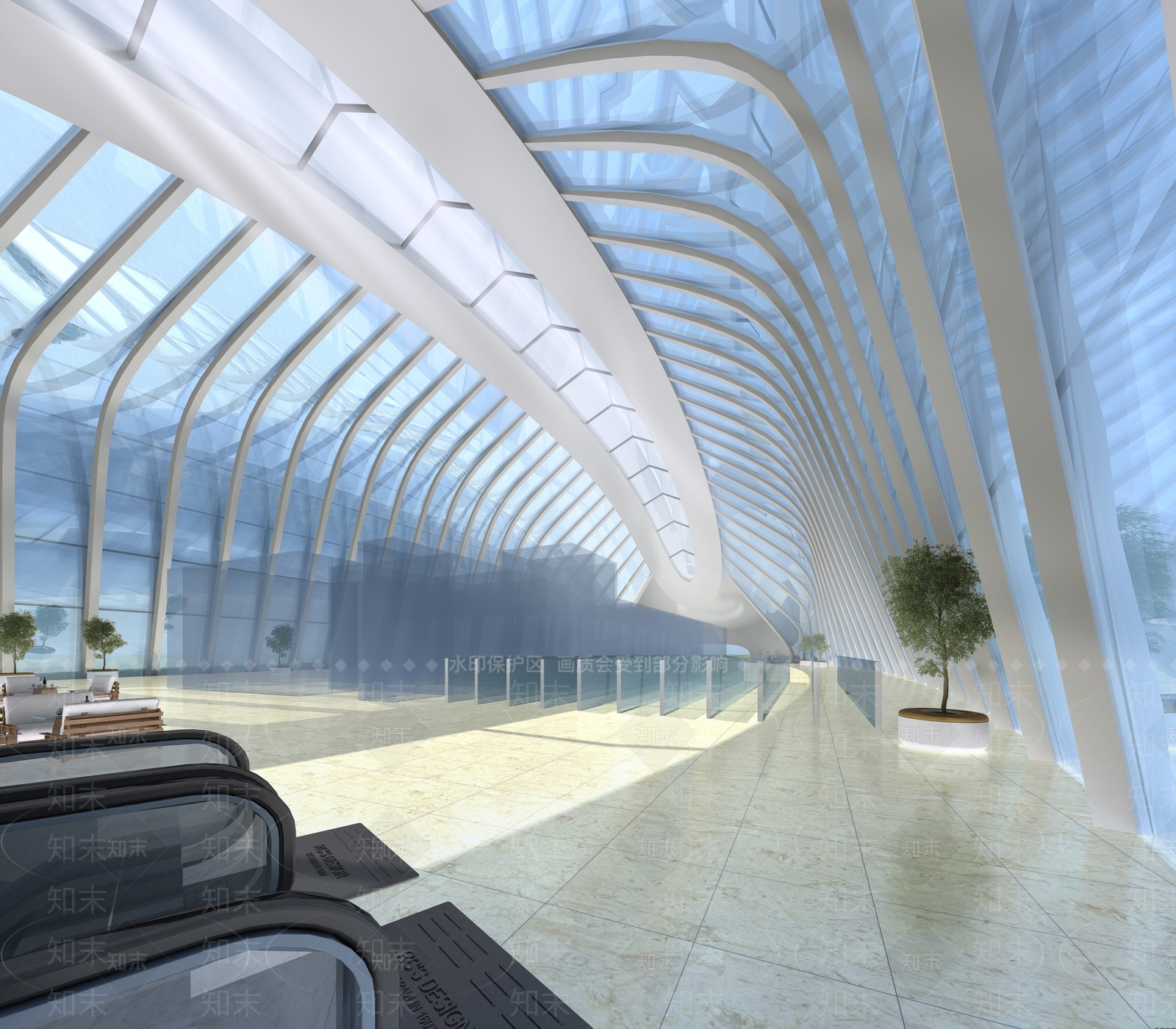 现代客运站室内3D模型下载【ID:1104346795】