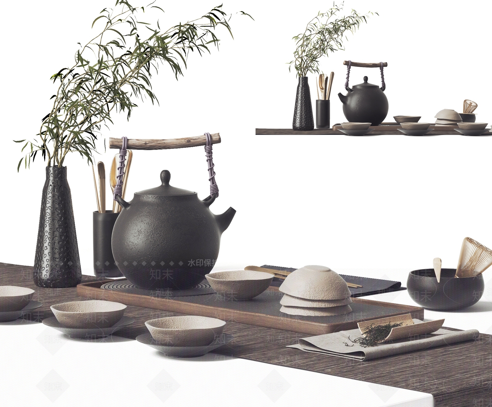 新中式禅意茶具3D模型下载【ID:1104346635】