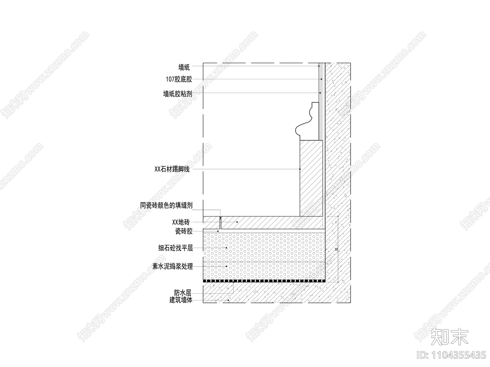 地面瓷砖墙面墙纸石材踢脚详图大样施工图下载【ID:1104355435】