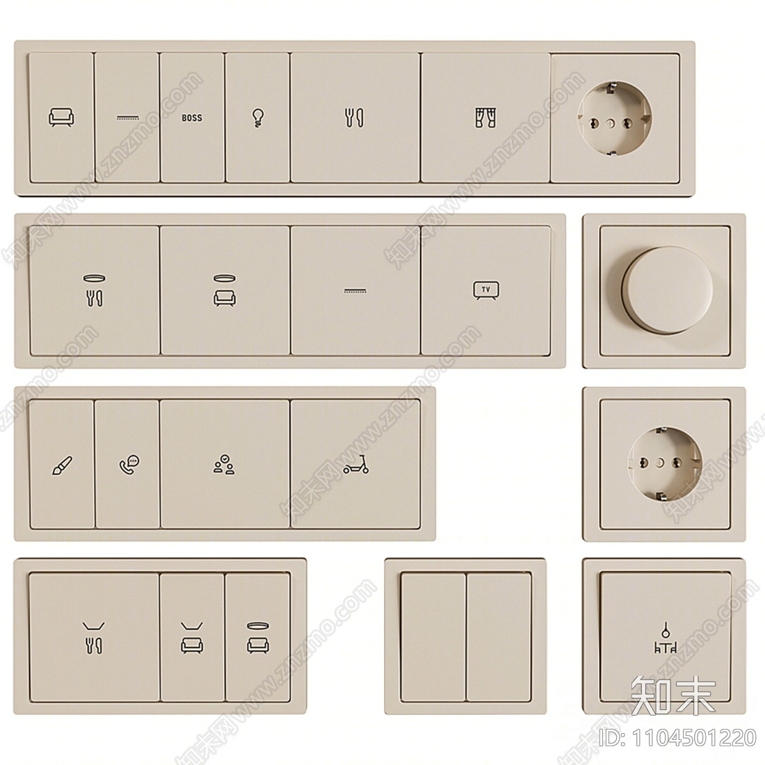 现代开关面板3D模型下载【ID:1104501220】