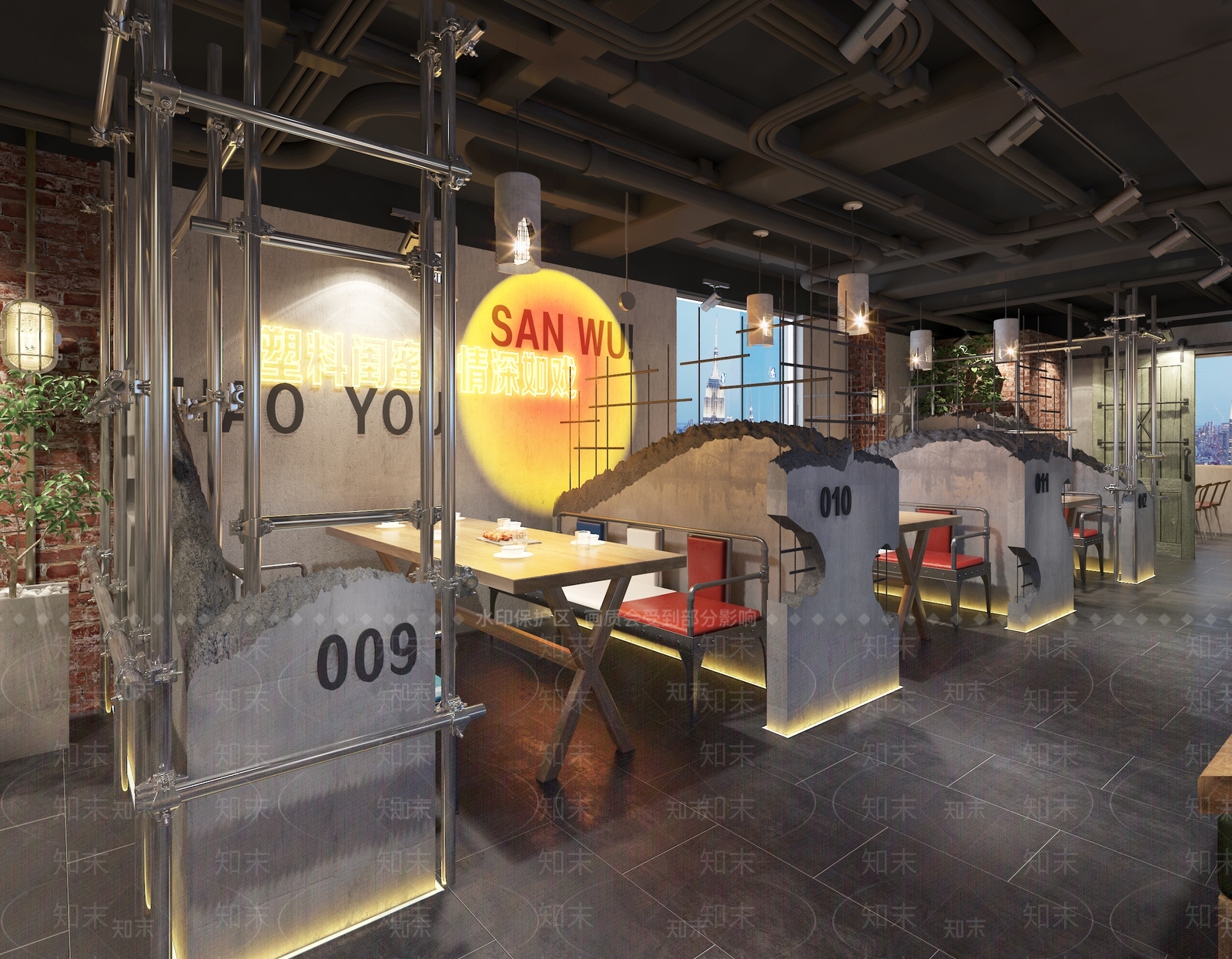 工业风烧烤店3D模型下载【ID:1104364030】