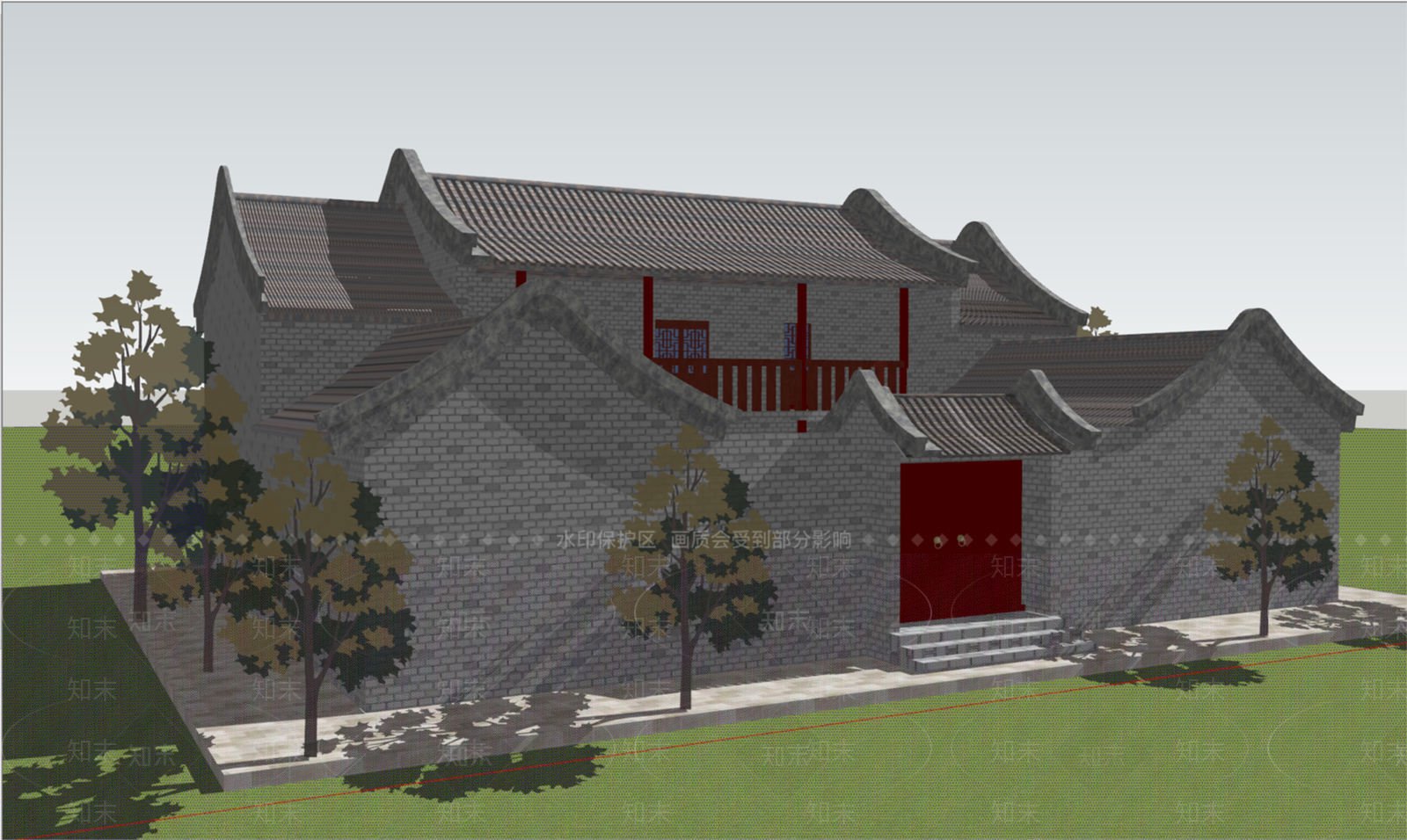 中式四合院SU模型下载【ID:1104364299】