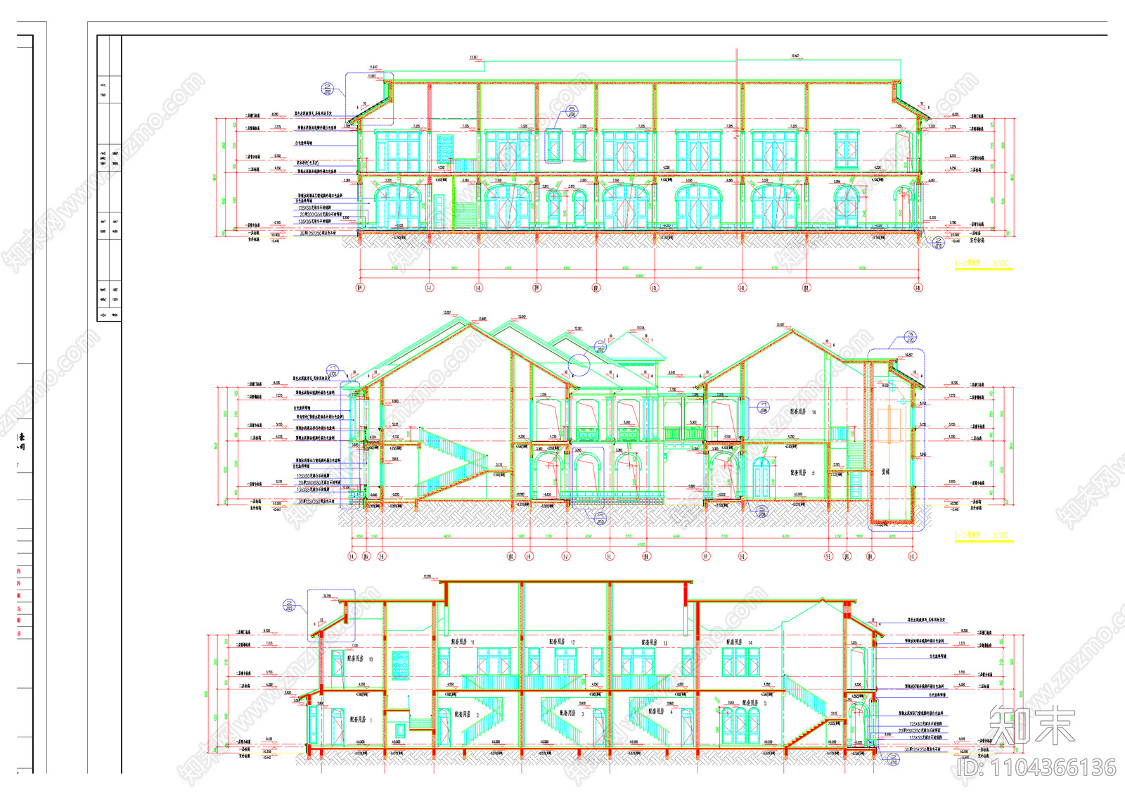 新中式乌镇雅园医养社区建筑施工图cad施工图下载【ID:1104366136】