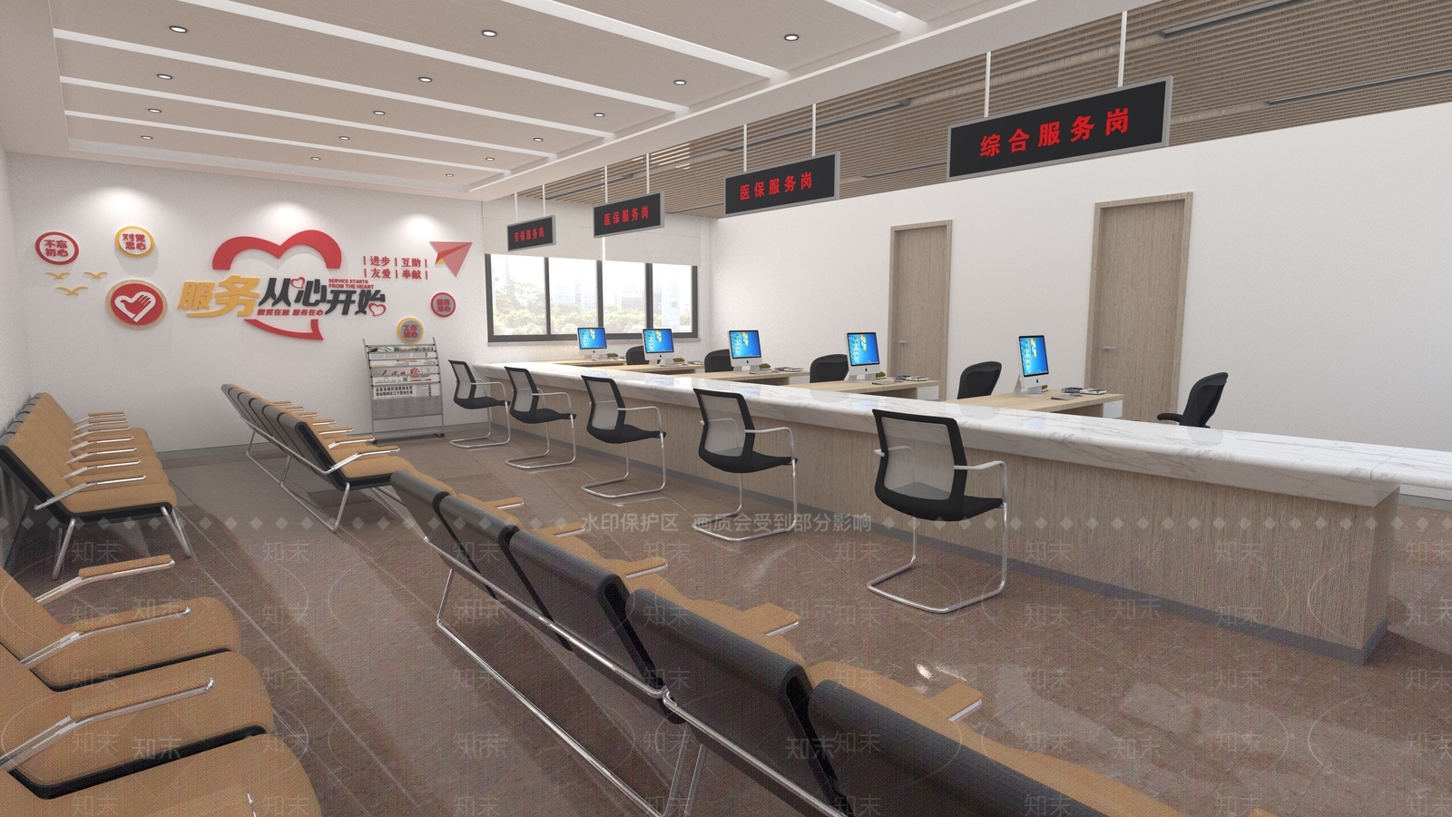 现代办事大厅SU模型下载【ID:1104371768】