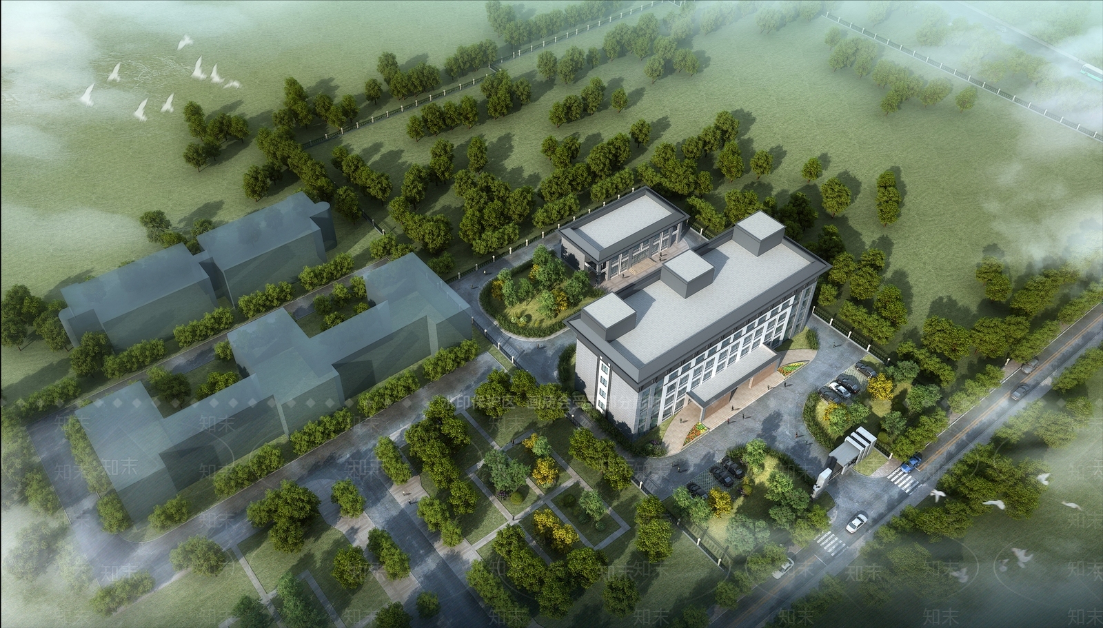 新中式医疗建筑SU模型下载【ID:1104372887】