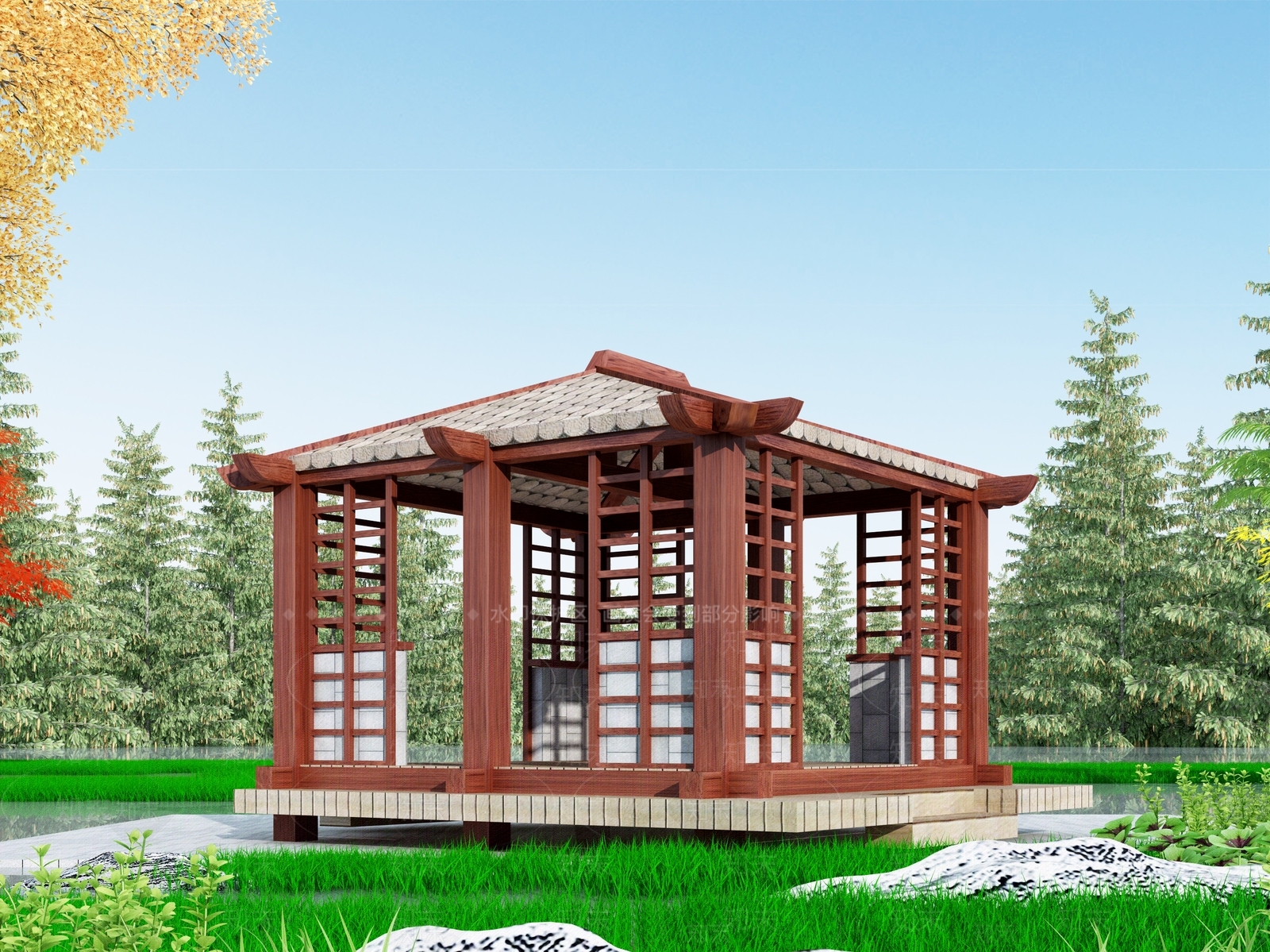 中式亭子3D模型下载【ID:1104374327】