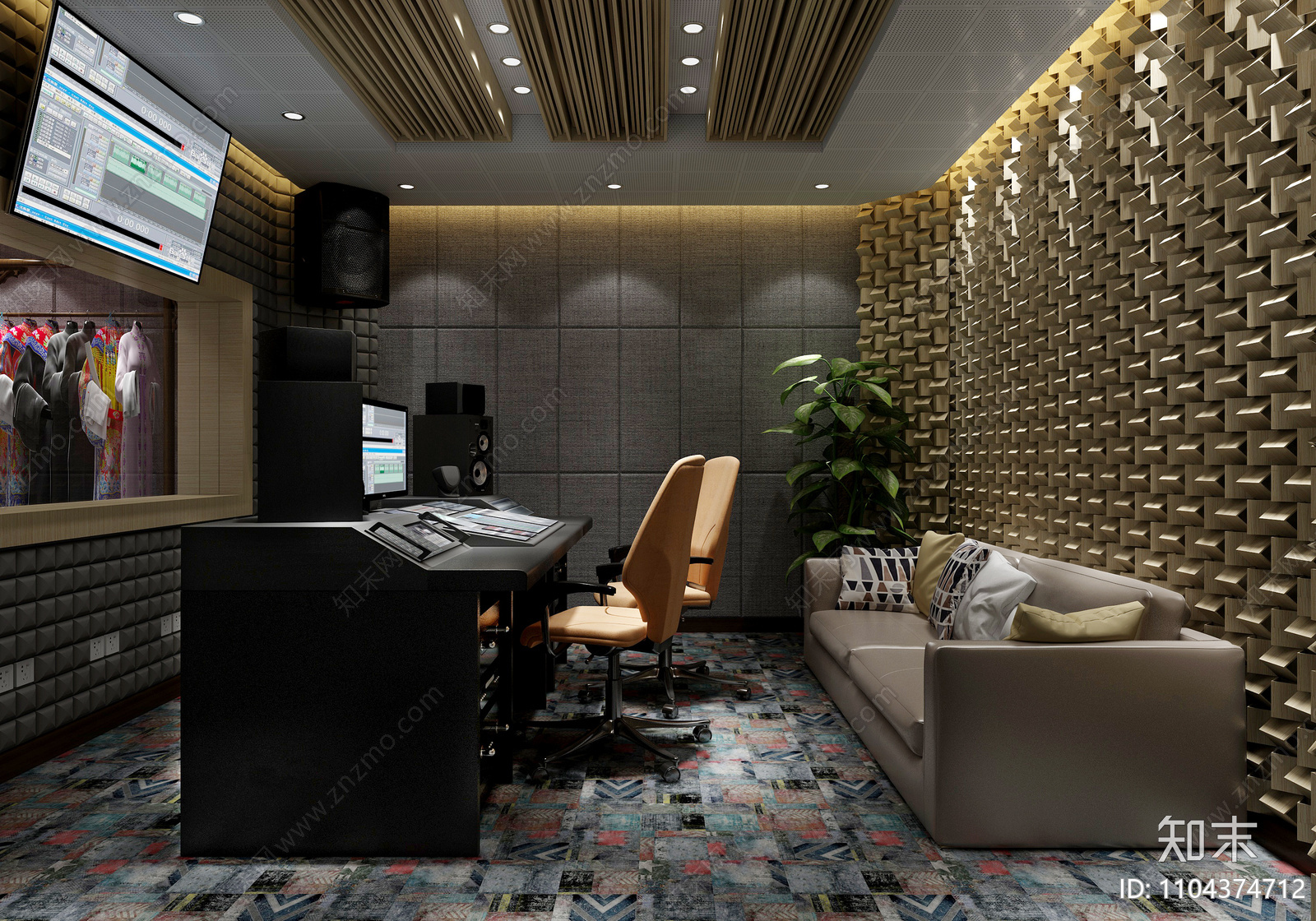 传媒公司录音棚设计施工CAD图施工图下载【ID:1104374712】