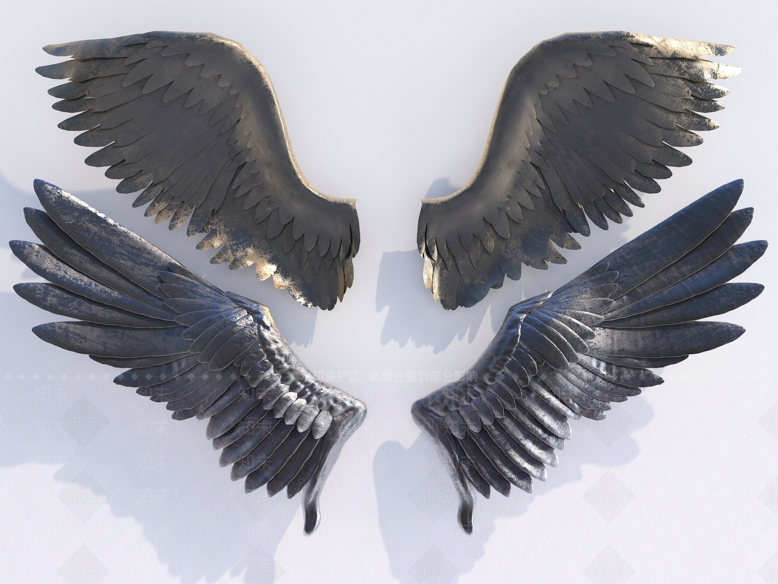 现代翅膀雕塑3D模型下载【ID:1104374389】