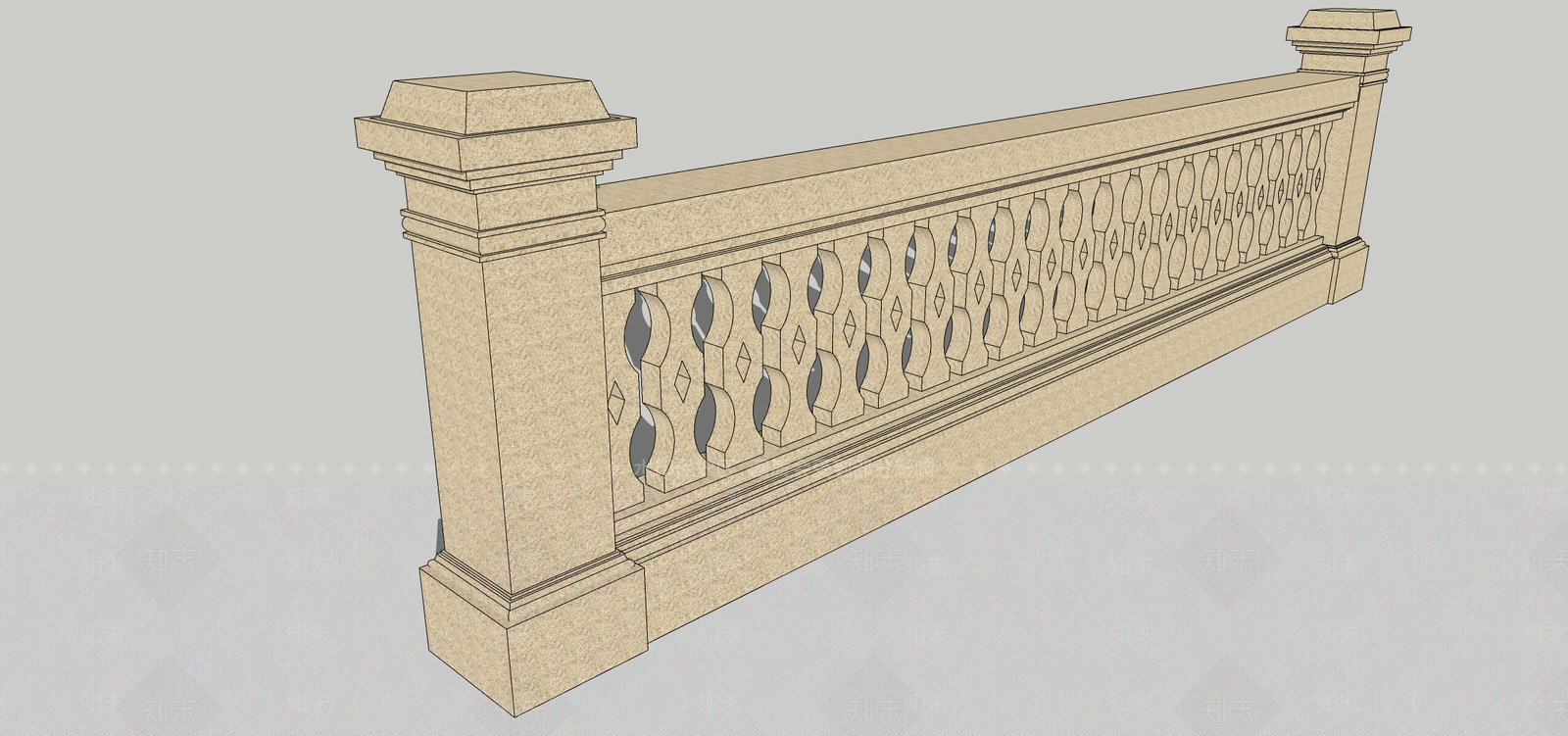 欧式大理石栏杆SU模型下载【ID:1104374449】