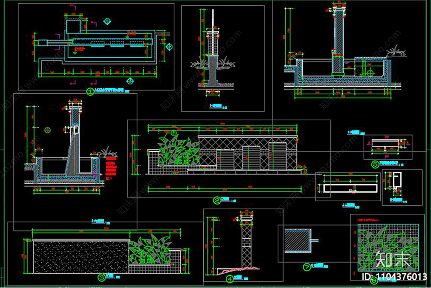 水池水映清萌CAD详图施工图下载【ID:1104376013】