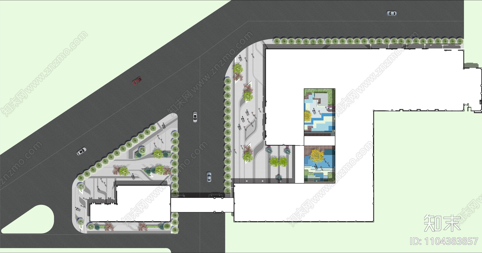 现代简约商业景观cad施工图下载【ID:1104383857】