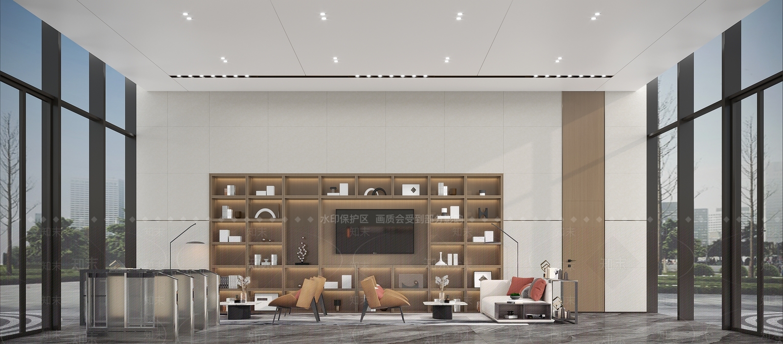 现代售楼处入户大堂3D模型下载【ID:1104387066】