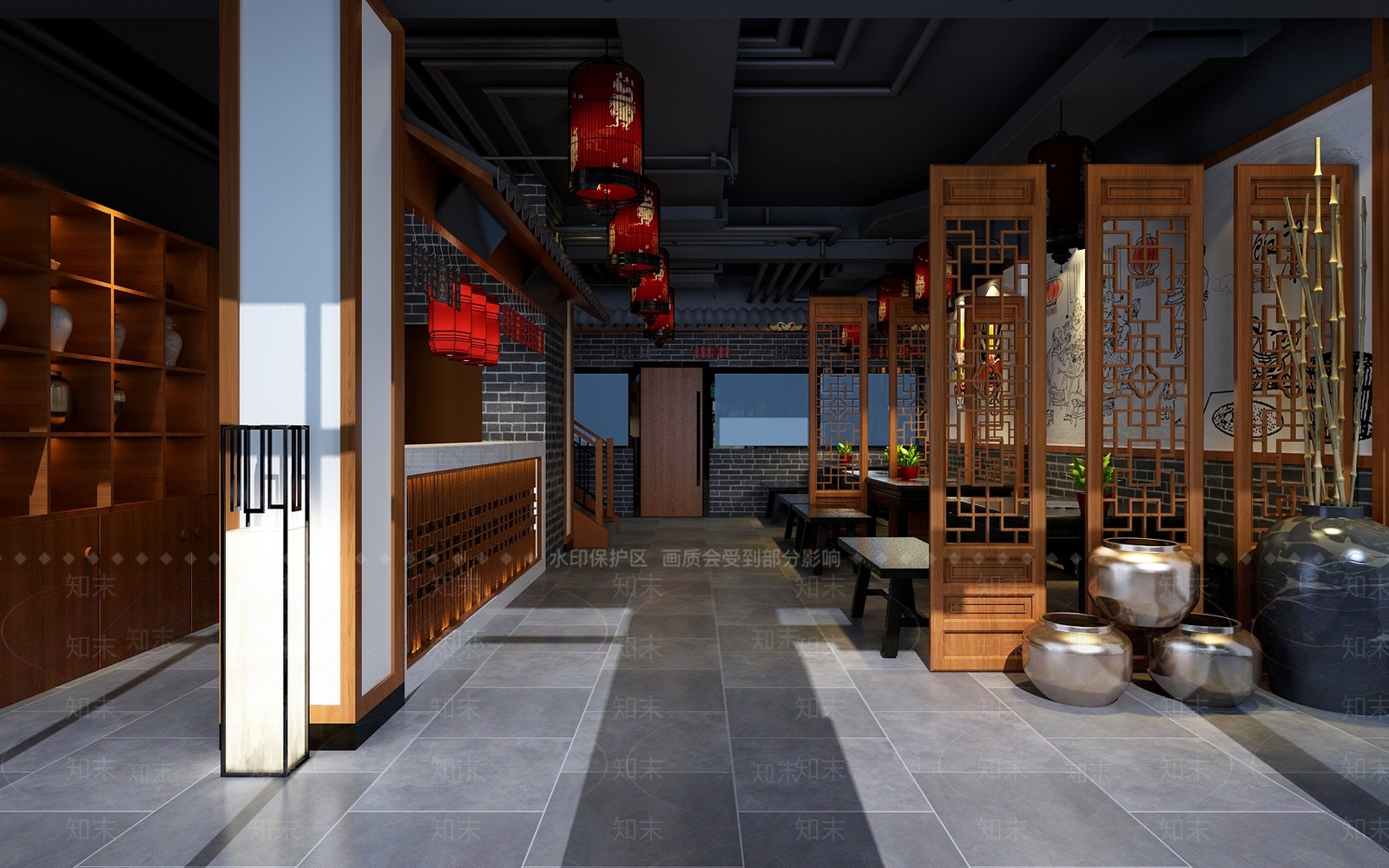 新中式火锅店3D模型下载【ID:1104396962】