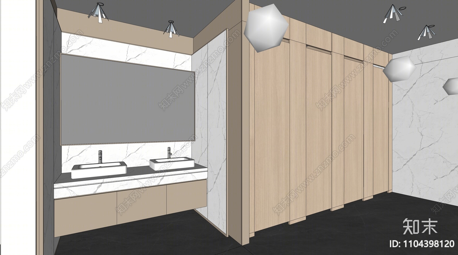 现代公共卫生间SU模型下载【ID:1104398120】