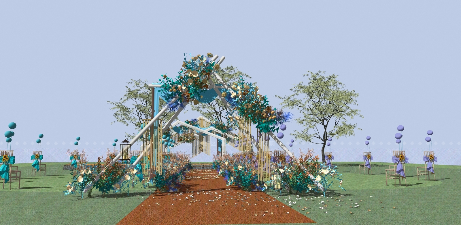 现代草坪婚礼SU模型下载【ID:1104413143】