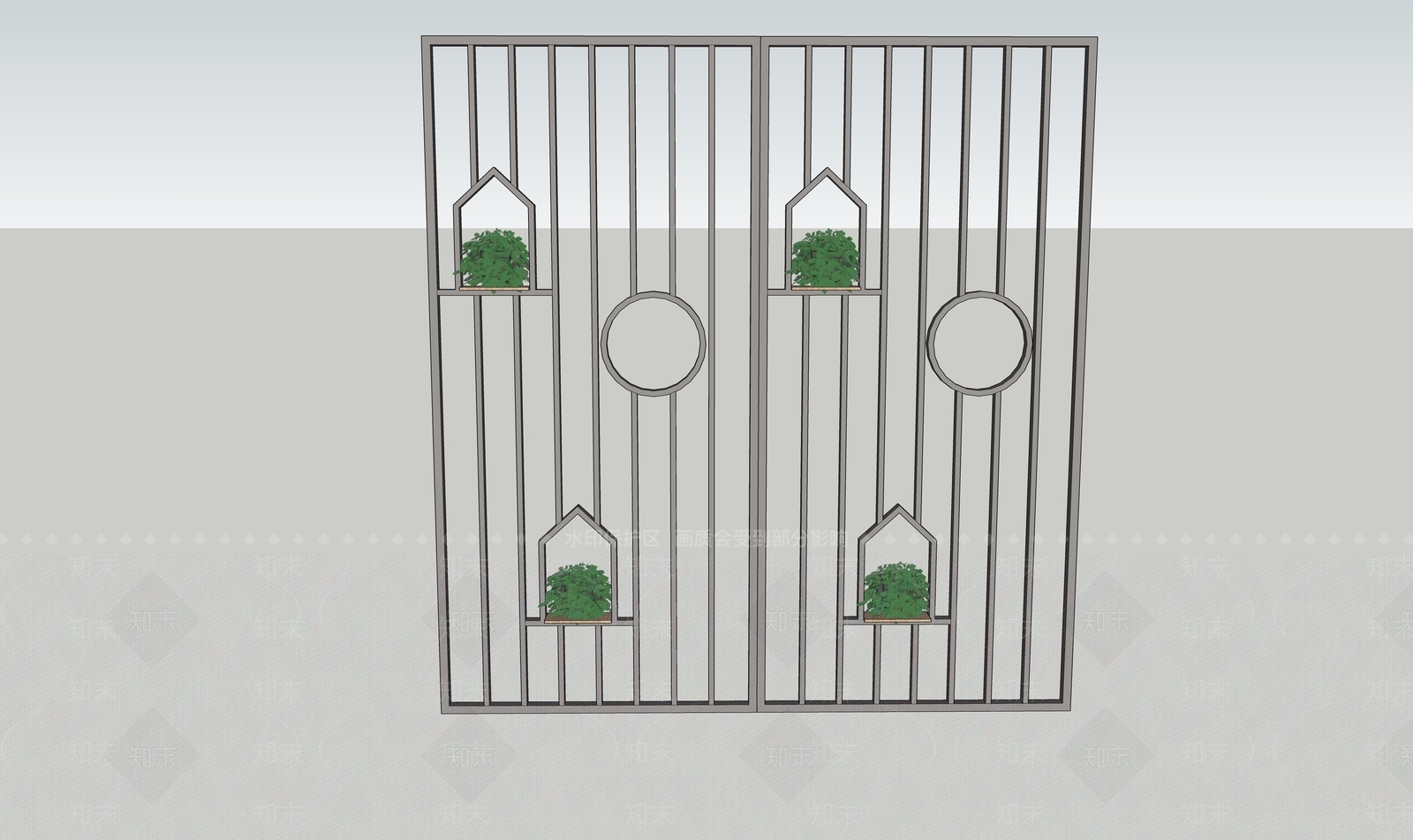 现代铁艺隔断SU模型下载【ID:1104413757】