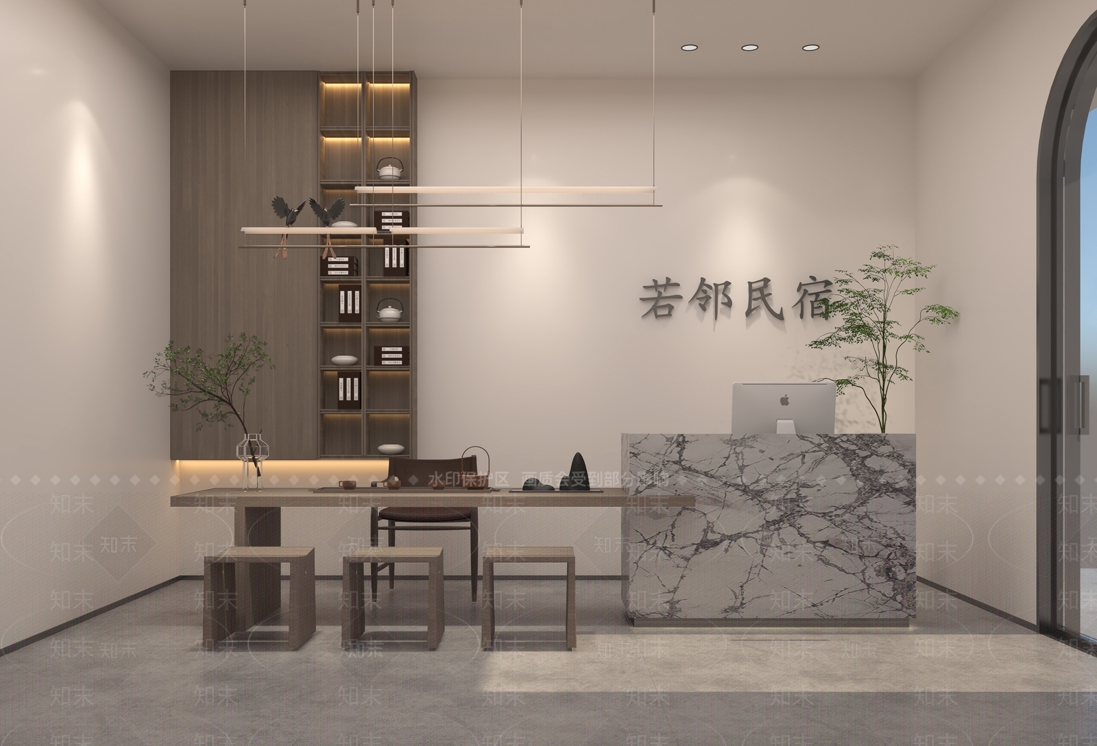 侘寂民宿前台3D模型下载【ID:1104413957】