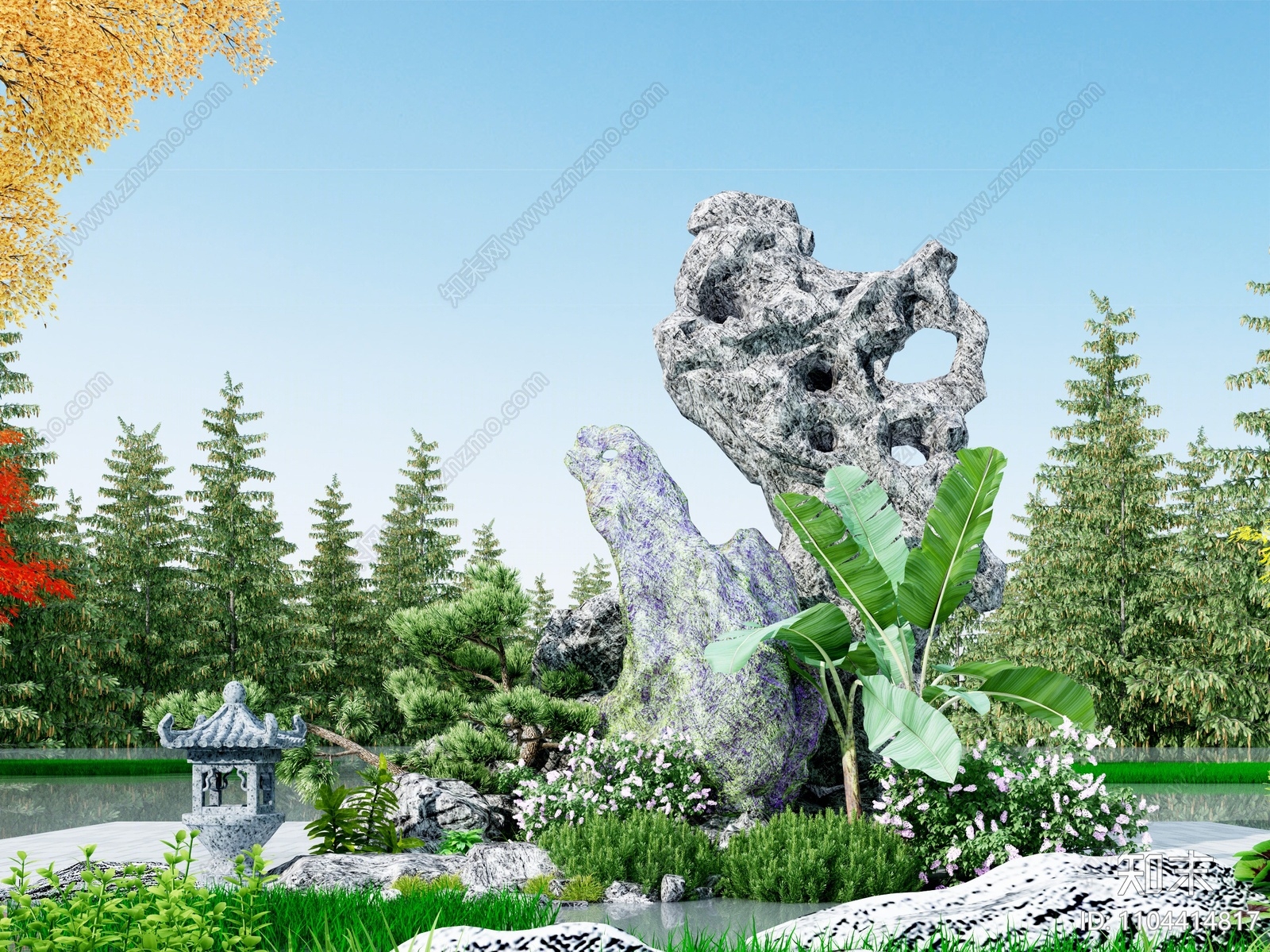 新中式假山水景3D模型下载【ID:1104414817】