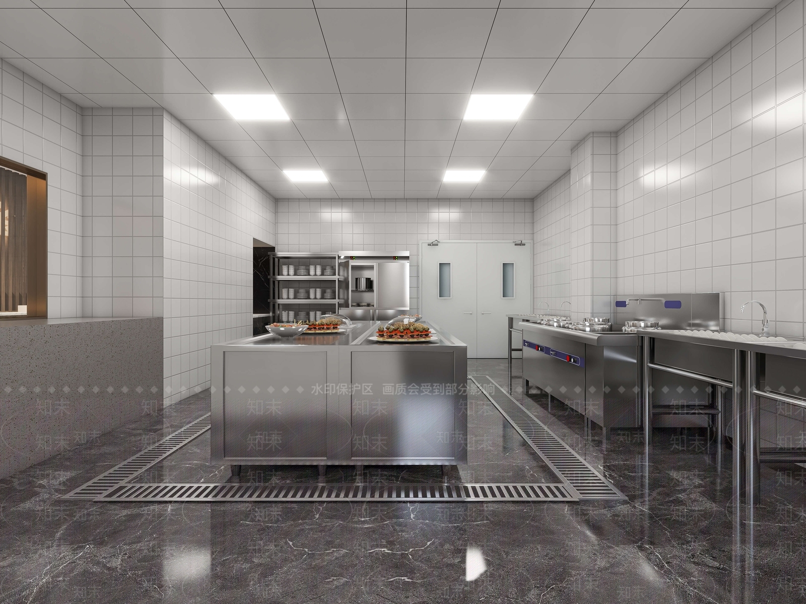 现代酒店后厨3D模型下载【ID:1104416458】