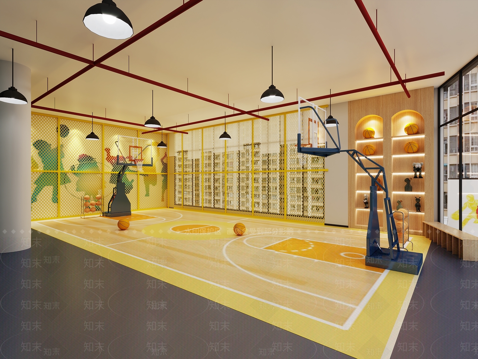 现代篮球场3D模型下载【ID:1104486497】