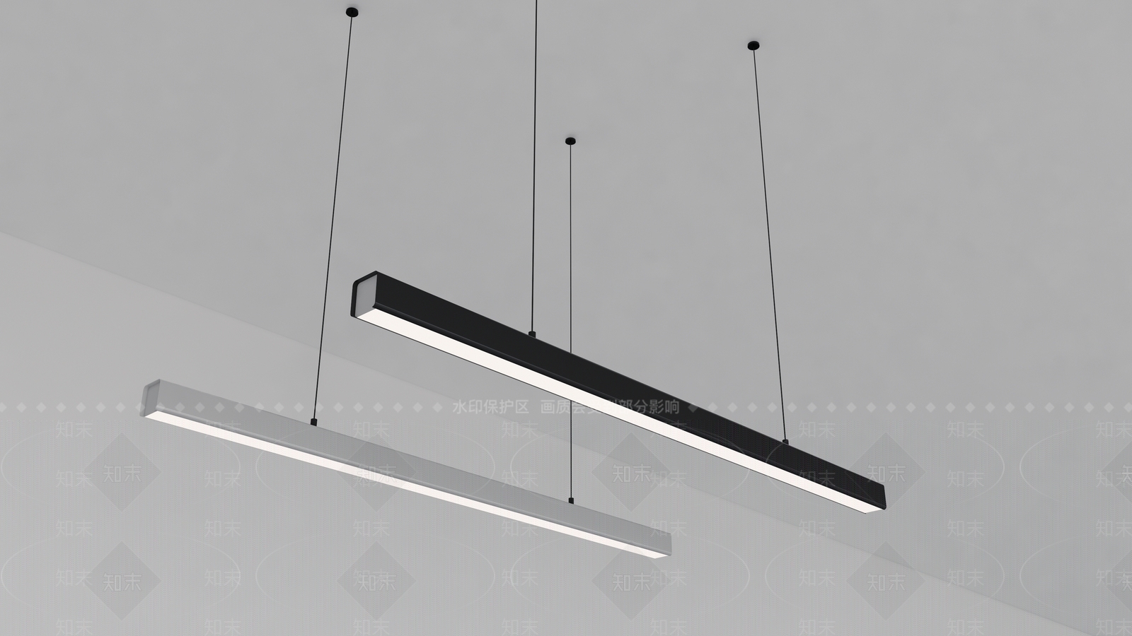 现代办公led平板吊灯SU模型下载【ID:1104426000】_知末su模型网