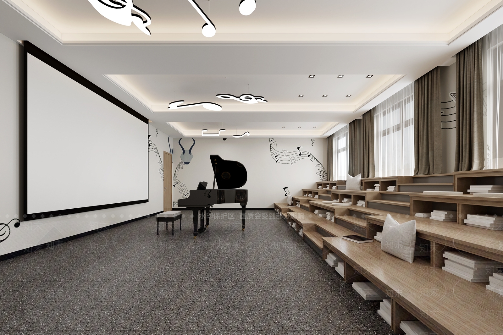现代音乐教室3D模型下载【ID:1104439749】