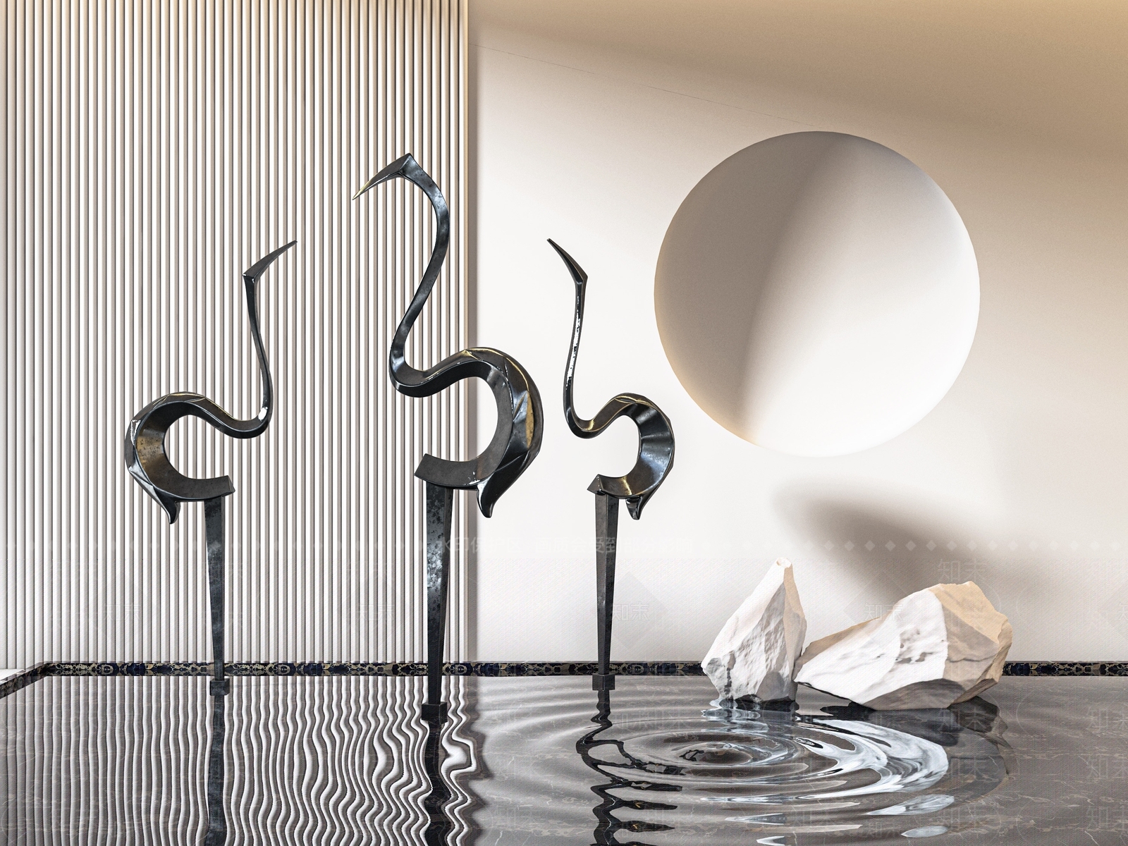 现代景观鹤雕塑3D模型下载【ID:1104433452】