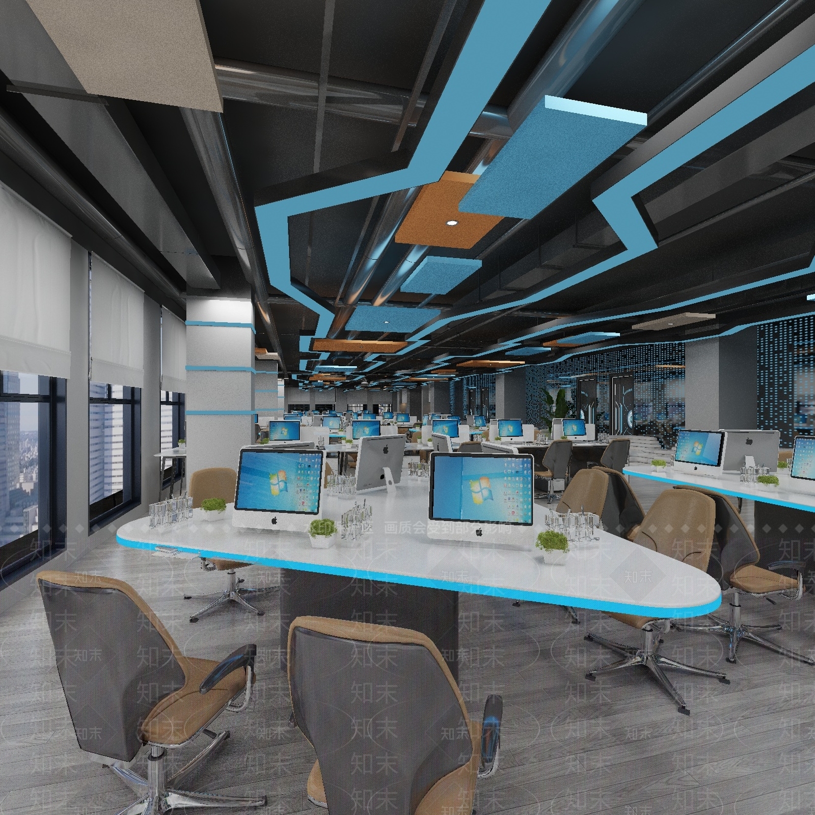现代科技感公共办公室3D模型下载【ID:1104447206】_知末3d模型网