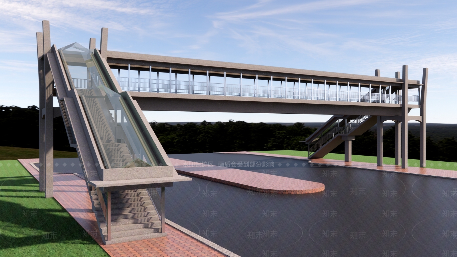 现代过街天桥SU模型下载【ID:1104451564】